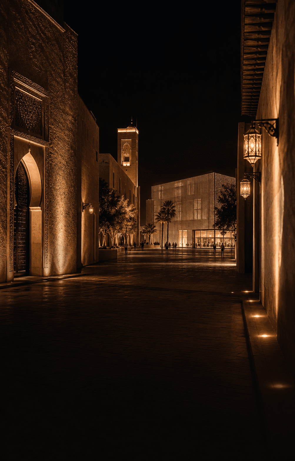 Architecture and light in the city at night